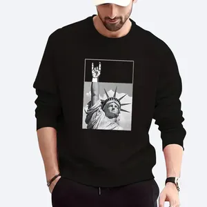 Europa e América Moda camisola de malha New York logotipo retrato camisola gráfica impressão Tripulação Pescoço hoodies camisolas dos homens