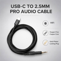 Kabel Pengganti 2.5mm ke Type-C dengan Konduktor Tembaga Bebas Oksigen dan Jaket Anyaman untuk Headset ATH-M40X/M50X/M60X/M70X