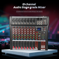 Mixer Audio 8 Kanal, Phantom Power 48V, Pemutar MP3 USB Terintegrasi, Dukungan OEM, Konsol DJ untuk Rekaman Studio