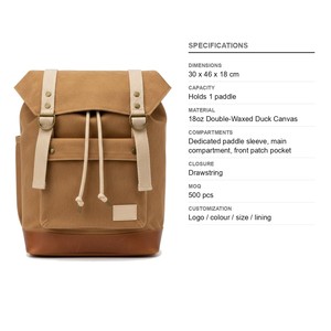 Sac à dos de randonnée en toile cirée 18 oz pour pickleball, capacité 1 raquette, logo personnalisé, vente en gros, sac à dos pour raquettes de tennis et de padel - Product Image 6