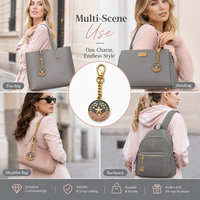 Porte-clés en métal personnalisé en or rose avec lettre, bord festonné et fermoir chaîne gourmette pour sac à main