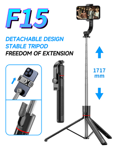 Support de téléphone portable F15 rotatif à 360 degrés, détachable, ultra long, télescopique, pliable, en ABS + acier inoxydable, avec barre de traction de 1717 mm, pour <span class=keywords><strong>selfie</strong></span> - Product Image 6