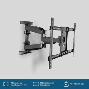 Support mural articulé pour téléviseurs de 40 à 75 pouces, jusqu'à 45 kg, VESA 100x100 à 600x400 - Product Image 5