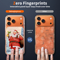 Coque de téléphone rigide transparente en PC personnalisée avec impression de Noël (Père Noël et sapin) pour iPhone 16 17 18 Pro Max, compatible OEM ODM, vente en gros