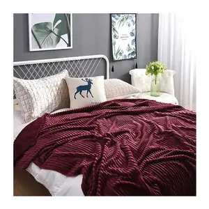 Mantas Mềm Nhuộm Cực Flannel Lông Cừu Hiện Đại Rắn Màu Sắc Thiết Kế 100 Polyester Sọc Ném Chăn Sang Trọng Bé Sofa Chăn