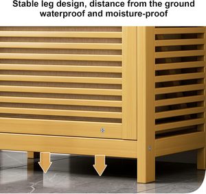 Bathroom <strong>Cabinet</strong> Floor Standing Storage <strong>Cabinet</strong> With Shutter Door,<strong>Bamboo</strong> <strong>Cabinet</strong> for <strong>Kitchen</strong>,Living Room,Bathroom - Product Image 5