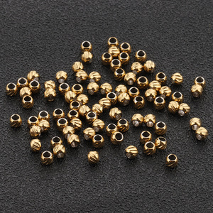 Stainless Steel Gold Plated Melon Beads Round 6mm <b>Spacer</b> Beads For Jewelry Making DIY Bracelets Necklaces Patterned Beads - Product Image 2
