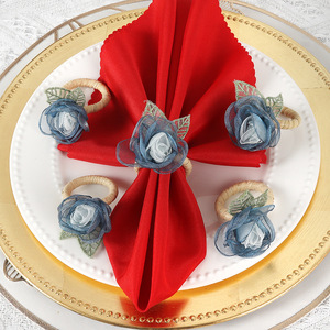 Saint Valentin Table Set <span class=keywords><strong>Serviette</strong></span> <span class=keywords><strong>Rond</strong></span> Bleu Rose Imitation <span class=keywords><strong>Tissu</strong></span> Tissé À La Main Western Boucle Hôtel Western Restaurant Décoration - Product Image 6