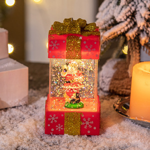 YUELIAN Caja de Regalo de Navidad con Forma de LED, Luz de Agua con Destellos Giratorios, Linterna Brillante de Papá Noel y Muñeco de Nieve, Adorno Navideño de Mesa - Product Image 5