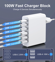 Vente d'usine HNT - Chargeur mural rapide 100W GaN PD 3.0 3A3C avec ports USB multiples et Type-C - Prises personnalisées EU/UK/US/AU/JP pour tablette