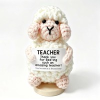 Peluche salamandre en laine crochetée avec carte de remerciement pour professeur, cadeau fait main de style dessin animé pour la décoration de bureau en classe