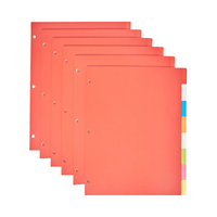 Vente chaude Personnalisable Durable Multicolore 3-Ring Binder 8-Tab Dividers Set dans des Couleurs Assorties 6 Pack Classing Made PP Material