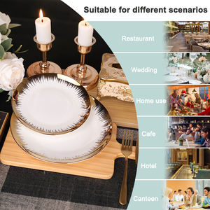 Juego de Platos de Porcelana al por Mayor de 6/7/8/10 Pulgadas, Platos de Presentación de Cerámica con Borde Dorado, Plato de Bone China para <span class=keywords><strong>Restaurante</strong></span> - Product Image 4