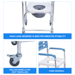New Best-selling Folding Toilet <strong>Chair</strong> With Wheels Factory Wholesale <strong>Commode</strong> <strong>Chair</strong> With Wheels Wheelchair with Potty - Product Image 5