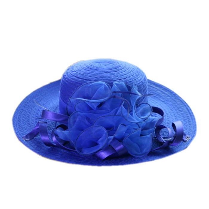 Dames lente en zomer brede rand organza hoed strand opvouwbare zonnehoed (paars)-Geen