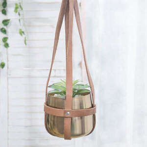 Creative PU Leather Plant Hanging Basket, Korean Style Simple Hanging Flower Pot, Indoor Decorative Flower and Plant <b>Hammock</b> - Product Image 1