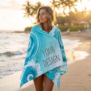 Serviettes de plage en coton doux personnalisées avec logo, de haute qualité, imprimées en plusieurs couleurs, directement de l'usine - Product Image 1