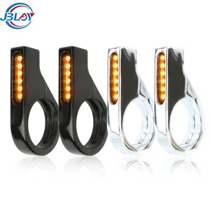 Suitable for Motorcycle 41mm Front Fork Clamp Type Turn Signal Aluminum Alloy LED Yellow Light Turn Light 12V