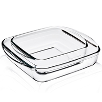 Plaque de verre carrée résistante à la chaleur en borosilicate 1L pour la cuisson des aliments Plaque de cuisson carrée en verre trempé