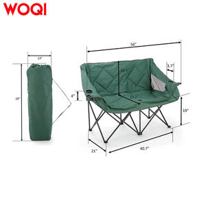 Chaise de camping pliante double Woqi pour l'extérieur, cadre en aluminium extra large, tissu Oxford vert, chaise de jardin avec porte-gobelets - Product Image 2