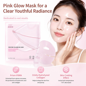 Masque en gel de collagène rose PDRN, masque facial au collagène hydrolysé, hydratant, raffermissant, éclaircissant, masque hydratant pour le visage, soin de la peau - Product Image 3