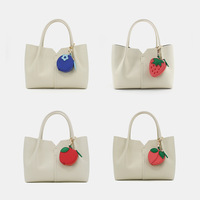Kawaii tas pesona buah oranye dompet koin tas gantungan kunci pesona Mini kulit dompet koin Pu stroberi Lemon dompet liontin gantungan kunci