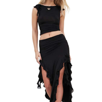 Personnalisé Nouveau Design De Mode Sexy Robe Sans Manches Mini Jupe Robe En Dentelle Sexy Hot Girl Tassel 2 Deux Pièces Ensemble Femmes Vêtements