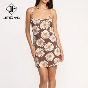 Custom-designed fashionable printed slim-fit camisole summer dress high-quality organic cotton mini Dress - Product Image 2