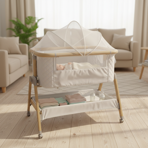Culla Portatile Moderna Pieghevole con Altezza Regolabile e Ruote, Leggera in Metallo, per Neonati, <span class=keywords><strong>da</strong></span> Posizionare Accanto al Letto, per Uso Interno ed Esterno - Product Image 2