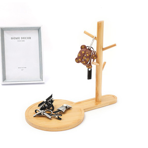 Porta llaves con forma de calabaza para la entrada, estante de madera maciza para guardar collares y joyas, estante multiusos para escritorio, base para vasos de agua - Product Image 1