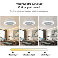 Ventilador de Techo LED Moderno sin Aspas de 20 Pulgadas y 20W con Control Remoto Inteligente de Perfil Bajo para Dormitorio y Sala de Estar