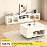 Table basse relevable multifonctionnelle moderne 2-en-1 convertible et mobile pour salle à manger et salon