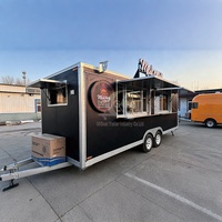 Remorque alimentaire commerciale noire personnalisable à double essieu, kiosque mobile de restauration rapide avec personnalisation pour la restauration en centre commercial et les événements en plein air