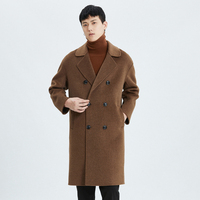 Manteau long en laine double face pour homme, col en V, motif uni, 100 % laine, polyvalent et tendance, qualité OEM ODM