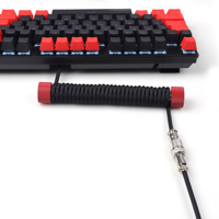Câble de clavier mécanique USB Type-C personnalisé enroulé avec blindage tressé et gaine en nylon, connecteurs aviateur