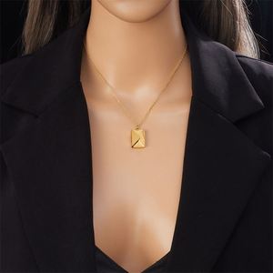 Love Letter Envelope Pendant Titanium Steel Necklace Laser Customized Valentine's Day Confession <b>Gift</b> Women's Necklace Jewelry - Product Image 3