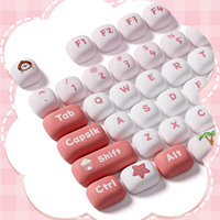 AKKO POCO Pig Co-branded Mechanical Keyboard Keycaps & Mouse Pad Large Table Mat Girls' Cute Cartoon Office Desk Set