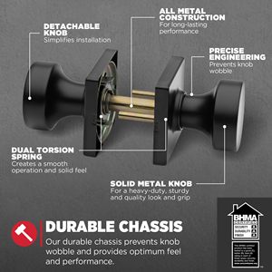 Modern Ambidextrous Brass Interior Passage <strong>Door</strong> Lever Handle for Closet Hallway <strong>Doors</strong> Non-Locking Easy Installation <strong>Matt</strong> <strong>Black</strong> - Product Image 3