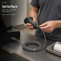 Kabel USB 0.8M untuk Datalogic QS6500 7000 1100i 100i 3200VS Pemindai Kode Batang Pelindung Kepang PVC Transfer Data Pengisian Cepat