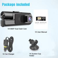 Caméra de stationnement 3 canaux, enregistreur vidéo de voiture DVR 1080P, vision nocturne, enregistreur vidéo avant, intérieur, arrière, caméra de recul de voiture, 3 objectifs