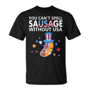 No se puede escribir la palabra Sausage sin Usa, camiseta americana del 4 de julio - Product Image 2