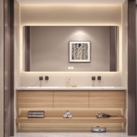 Meuble-lavabo mural double vasque de style italien minimaliste intelligent pour hôtel et appartement