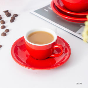 Red Ceramic Coffee <b>Cup</b> <b>And</b> <b>Saucer</b> <b>Set</b> 51-400Ml Solid Color For Home Use - Product Image 4