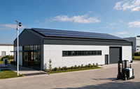 Atelier de construction en structure d'acier intelligente de haute technologie avec système de toiture photovoltaïque
