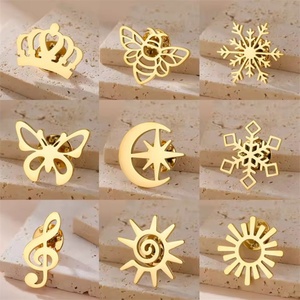 Factory Customized Gold Plated Stainless Steel Butterfly Design Logo Badge Brooch Wholesale Women's Jewelry - Product Image 2