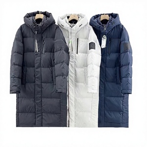 1996s American Edition 700 Peng Waterproof Embroidered Hooded Knee-Length Trench <b>Jacket</b> for <b>Men</b> Women <b>White</b> 90% Duck All-Match - Product Image 2