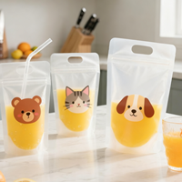 Sac à jus refermable personnalisé imprimé sur mesure |   Pochette à boisson transparente refermable avec paille pour spiritueux et autres boissons
