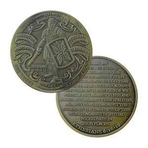 Moneda Conmemorativa de 40 mm con Diseño de Armadura de Dios en Relieve, Patrón de Soldado, Oración de Efeso - Product Image 1