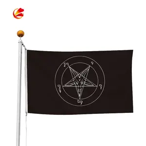 Personalizzato 3*5 ft Digital Print Satana pentagramma baphomet bandiera