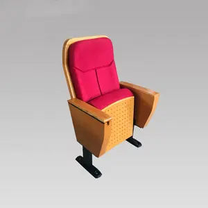 מחיר זול באיכות גבוהה עץ בחזרה אדום צבע אודיטוריום כיסא